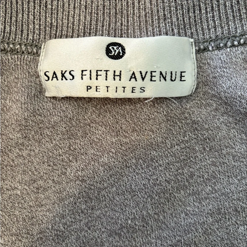 SAKS FIFTH AVENUE Petite Gray Cotton Zip-Up - Picture 5 of 5